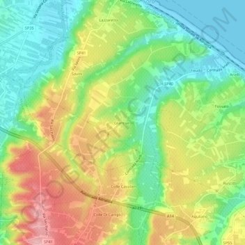 Topografische kaart Granciaro, hoogte, reliëf