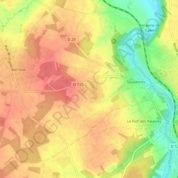 Topografische kaart Coquine, hoogte, reliëf