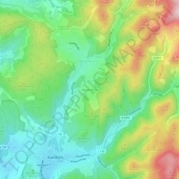 Topografische kaart Wässerlehof, hoogte, reliëf