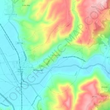 Topografische kaart Carnaiola, hoogte, reliëf