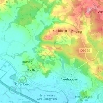 Topografische kaart Kapfelberg, hoogte, reliëf