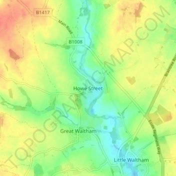 Topografische kaart Howe Street, hoogte, reliëf