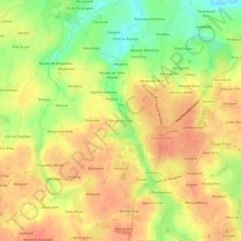 Topografische kaart Moulin du Pont, hoogte, reliëf