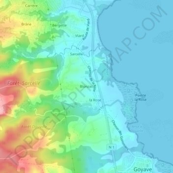 Topografische kaart Blonzac, hoogte, reliëf