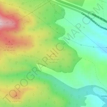 Topografische kaart Alto de las Tierras Nuevas, hoogte, reliëf