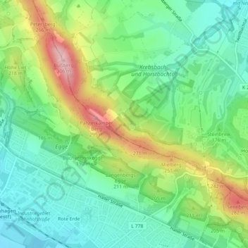 Topografische kaart Hasbrink, hoogte, reliëf