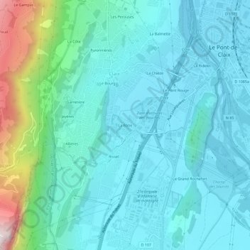Topografische kaart La Bâtie, hoogte, reliëf