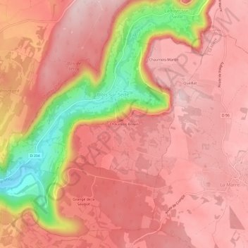 Topografische kaart Chaumois-Boivin, hoogte, reliëf