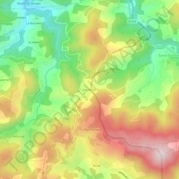 Topografische kaart Les Hieres, hoogte, reliëf