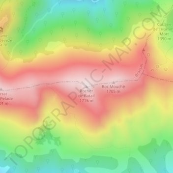 Topografische kaart Rocher de Batail, hoogte, reliëf
