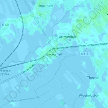 Topografische kaart Georgsheil, hoogte, reliëf