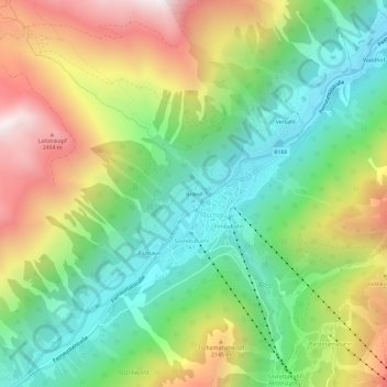 Topografische kaart Brand, hoogte, reliëf