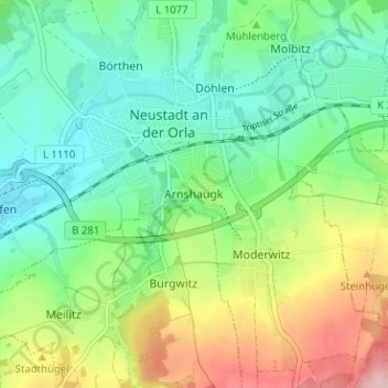 Topografische kaart Arnshaugk, hoogte, reliëf