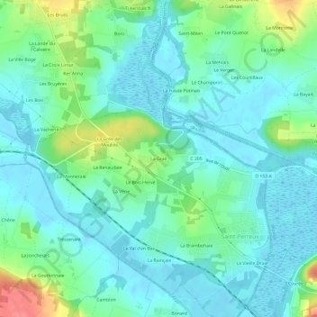 Topografische kaart La Graë, hoogte, reliëf