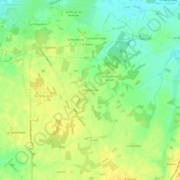 Topografische kaart La Milsandrie, hoogte, reliëf