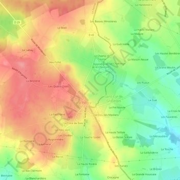 Topografische kaart La Muserie, hoogte, reliëf