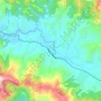 Topografische kaart Tharpu, hoogte, reliëf