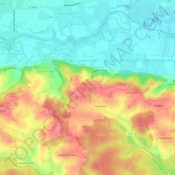 Topografische kaart Wippenhausen, hoogte, reliëf