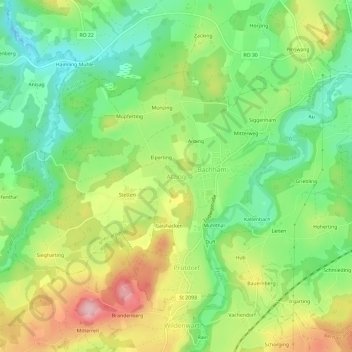 Topografische kaart Atzing, hoogte, reliëf
