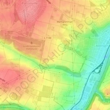 Topografische kaart Mußenweg, hoogte, reliëf