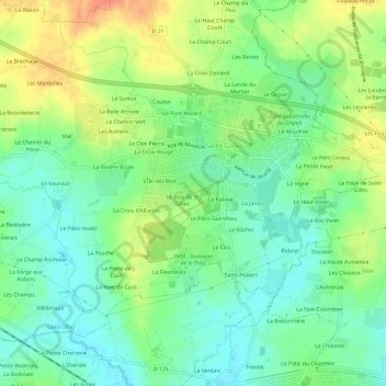 Topografische kaart La Porte, hoogte, reliëf