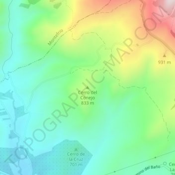 Topografische kaart Cerro del Conejo, hoogte, reliëf