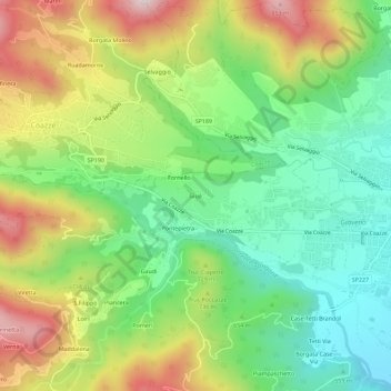 Topografische kaart Giué, hoogte, reliëf