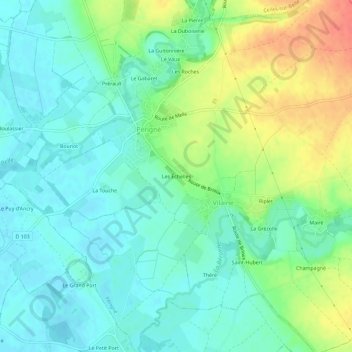 Topografische kaart Les Échelles, hoogte, reliëf