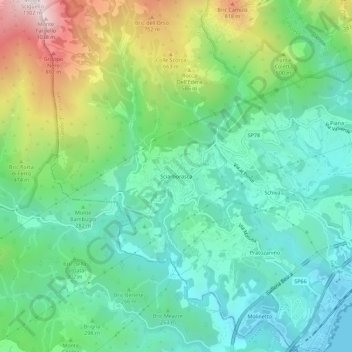 Topografische kaart Sciarborasca, hoogte, reliëf