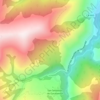 Topografische kaart Garabandal, hoogte, reliëf