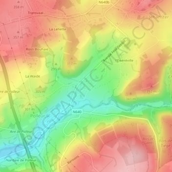 Topografische kaart Pré Mathy, hoogte, reliëf