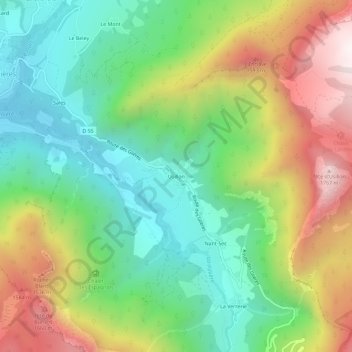 Topografische kaart Usillon, hoogte, reliëf