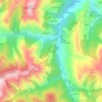 Topografische kaart La Comba, hoogte, reliëf