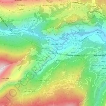 Topografische kaart Chez-les-Garin, hoogte, reliëf