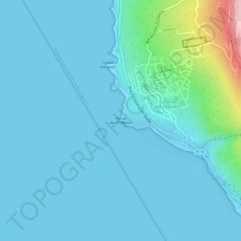 Topografische kaart Pointe des Châteaux, hoogte, reliëf