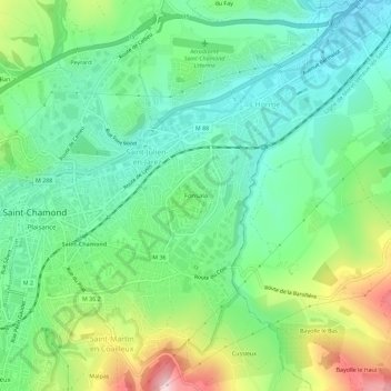 Topografische kaart Fonsala, hoogte, reliëf