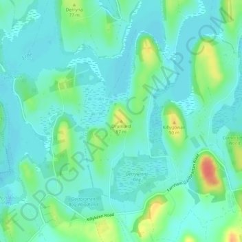 Topografische kaart Drumard, hoogte, reliëf