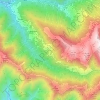 Topografische kaart Terrusso, hoogte, reliëf