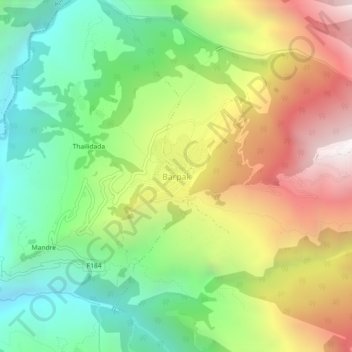 Topografische kaart Barpak, hoogte, reliëf