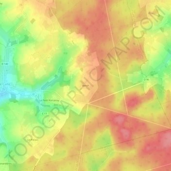 Topografische kaart Bercé, hoogte, reliëf