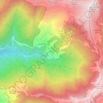 Topografische kaart Cosola, hoogte, reliëf