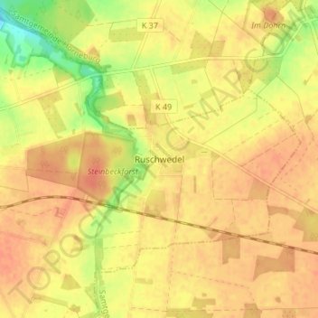 Topografische kaart Ruschwedel, hoogte, reliëf