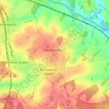 Topografische kaart Painter's Green, hoogte, reliëf