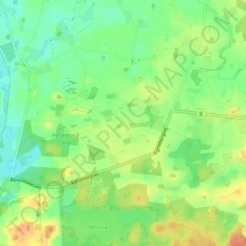 Topografische kaart Bernstorffsminde, hoogte, reliëf
