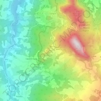Topografische kaart Vigo, hoogte, reliëf