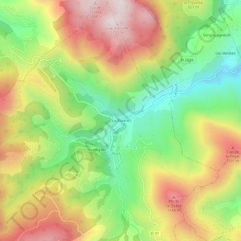 Topografische kaart La Rivière, hoogte, reliëf