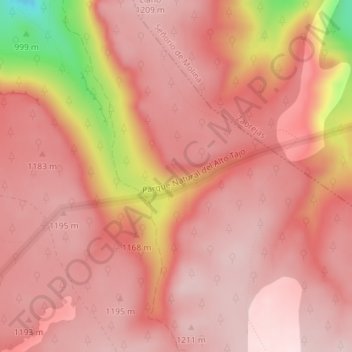 Topografische kaart Agua Espeña, hoogte, reliëf