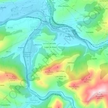 Topografische kaart Tellego, hoogte, reliëf