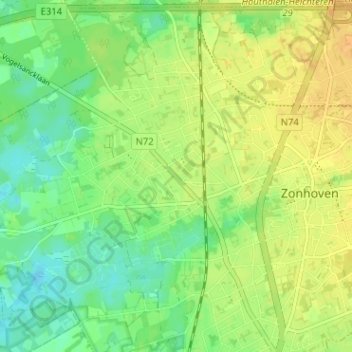 Topografische kaart Halveweg, hoogte, reliëf