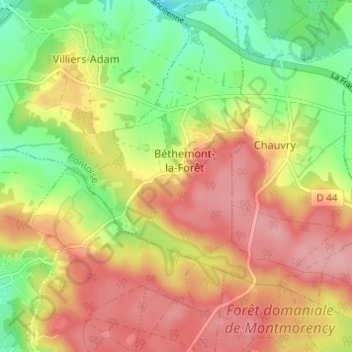 Topografische kaart Le Montaugland, hoogte, reliëf